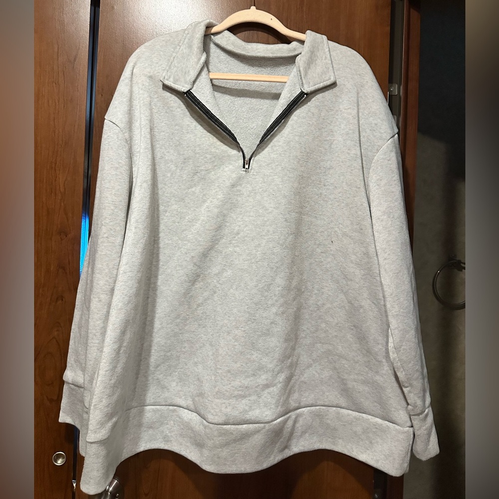 SHEIN | Gray Heather Zipper Sweatshirt | 4X